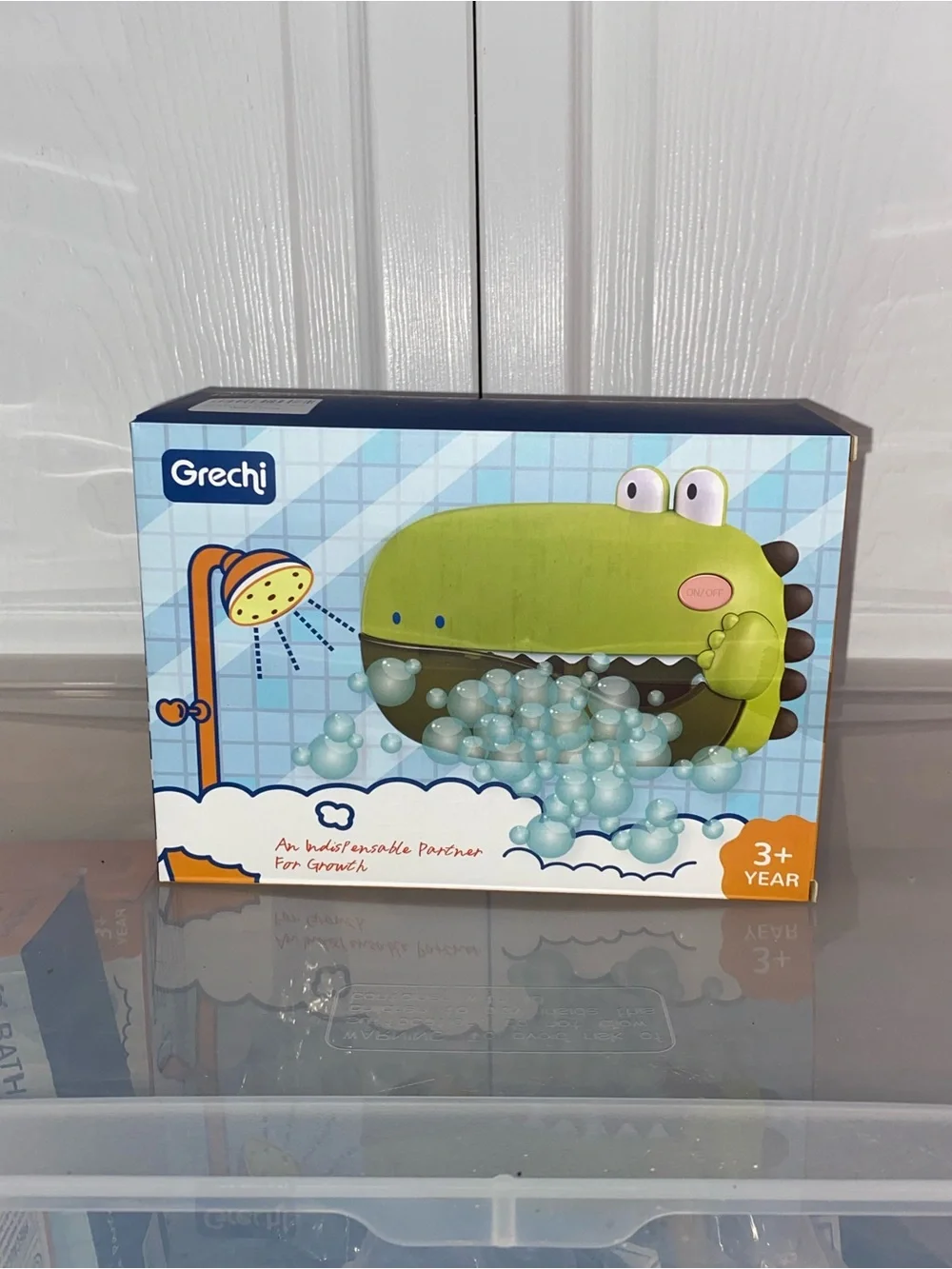 Green Dinosaur Bath Toy for Kids - Fun Bubble Play